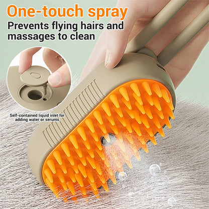 3-in-1 Electric Pet Grooming Brush – Steam Spray, Massage & Hair Removal for Cats & Dogs
