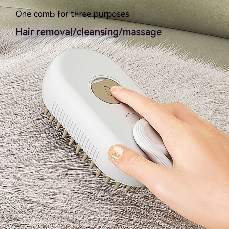 3-in-1 Electric Pet Grooming Brush – Steam Spray, Massage & Hair Removal for Cats & Dogs
